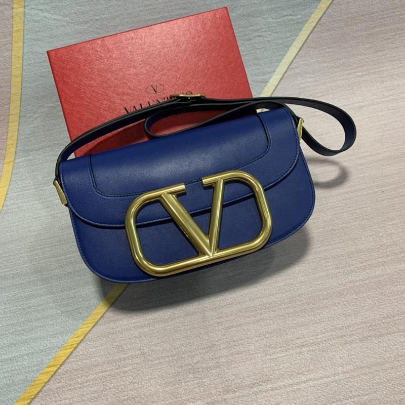 Valentino Shoulder Tote Bags VA1011 Plain Gold Buckle Royal Blue
